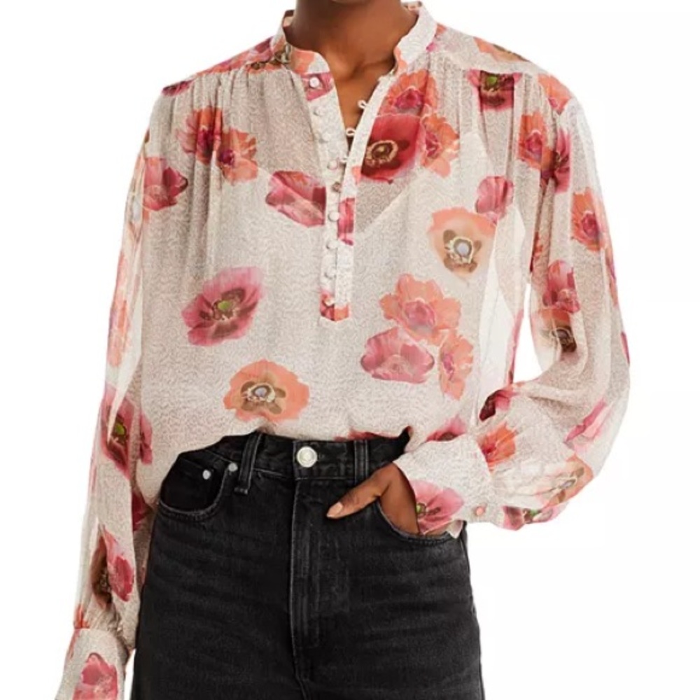 $325 Rag & Bone size S Carla Floral Chiffon Blouse w/ cami